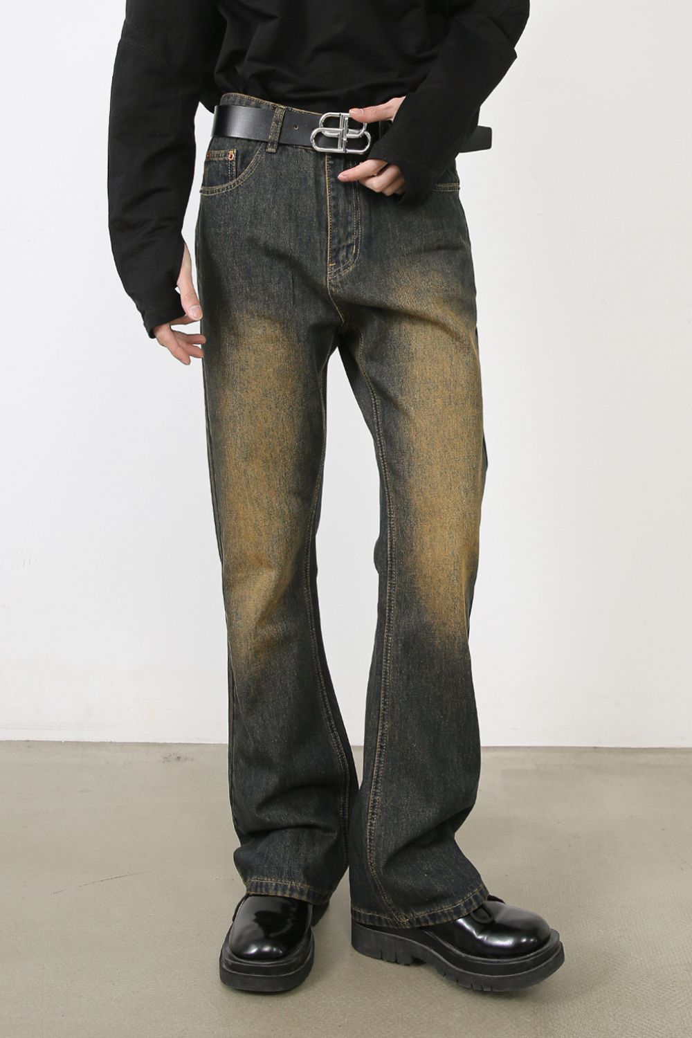 Men's Washed Bootcut Jeans