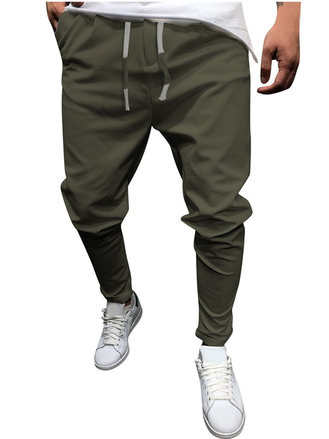 Men's Plus Size Drawstring Cropped Slim Pants