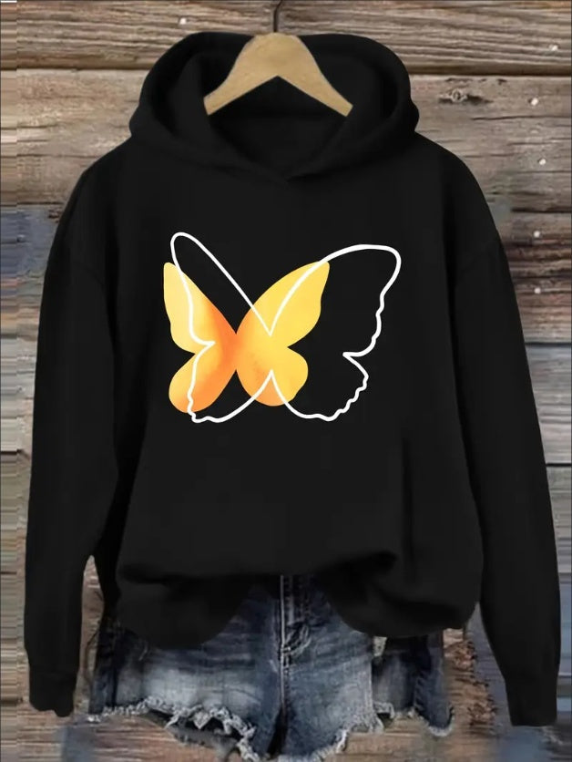 Women'S Casual  Hoodie With Rib-Knit Detail - Alphabet & Graphic Print Hooded Sweatshirt For Fall Winter - Animal, Cartoon, Slogan & Floral Patterns - Knit Fabric Hooded Top