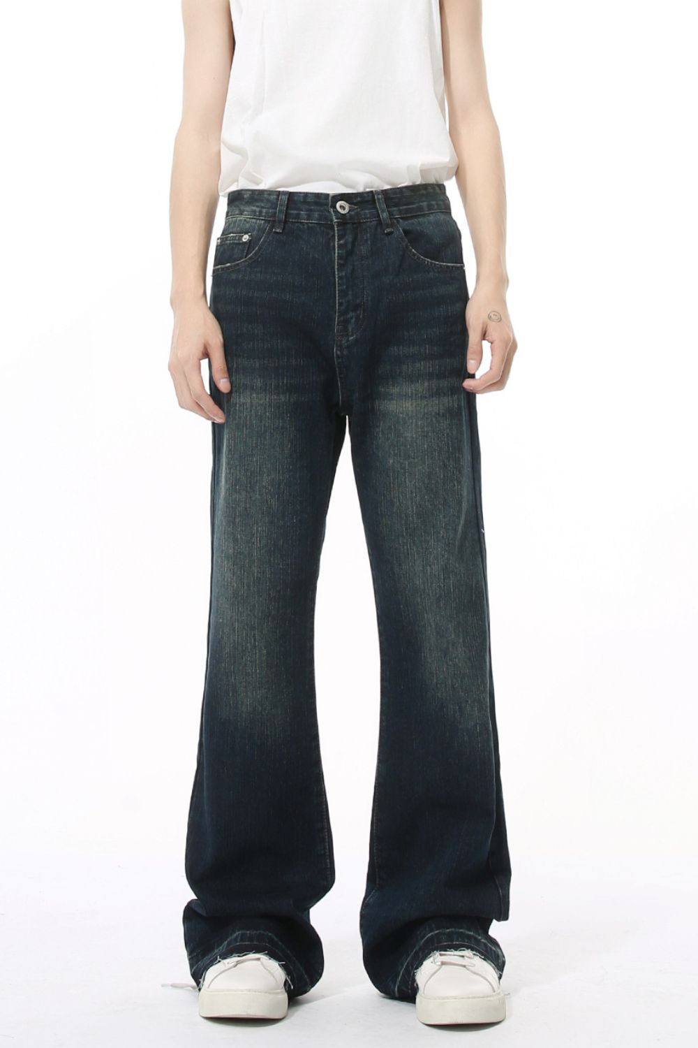 Raw Hem Jeans with Pockets