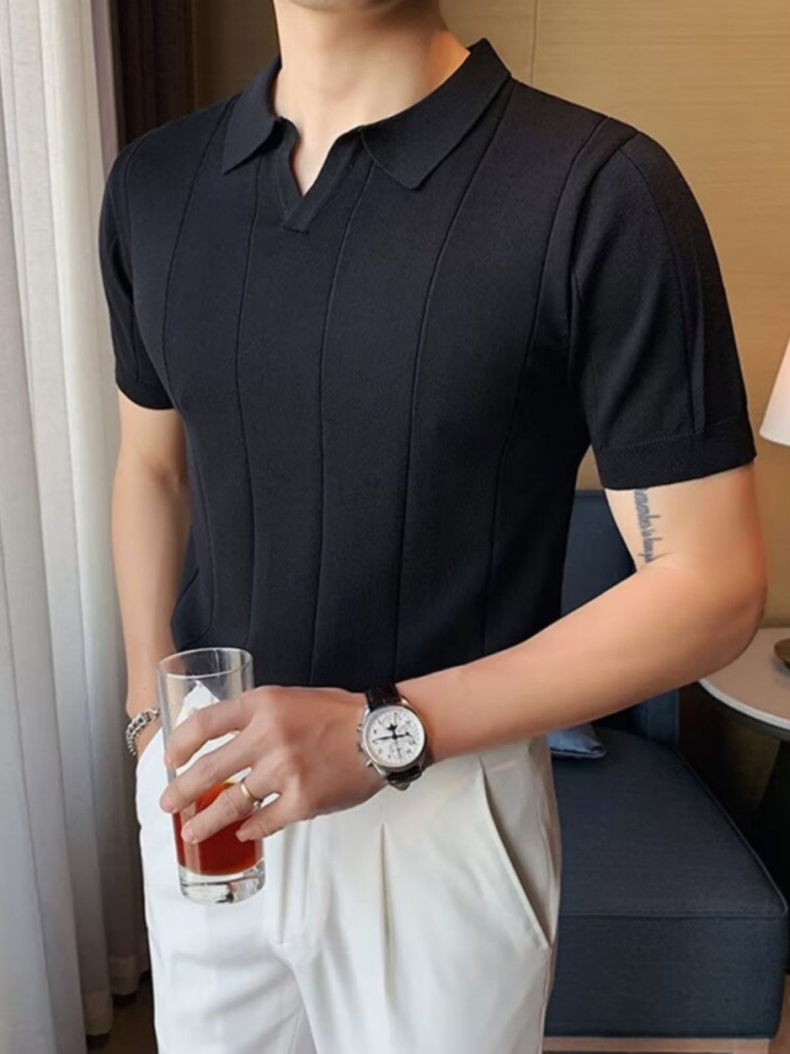 Men's Plus Size Collared Neck Short Sleeve Polo