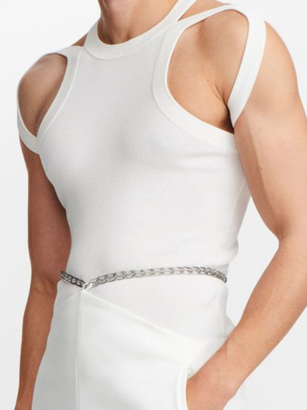 Men's Full Size Cutout Round Neck Tank Plus Size