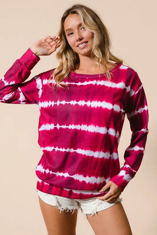 BiBi Tie Dye Print Terry Sweatshirt