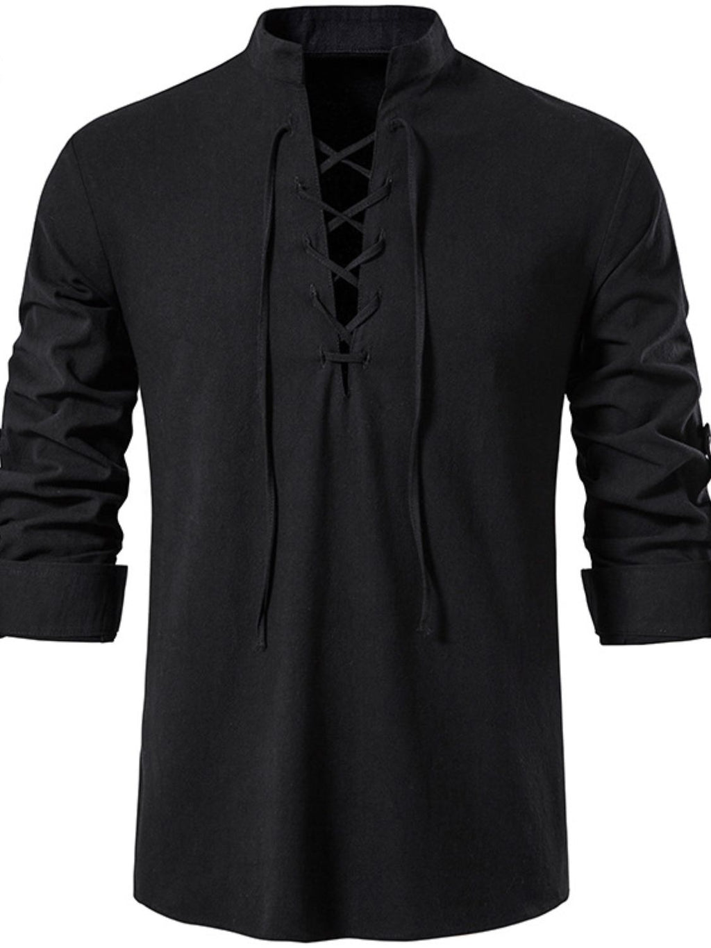 Men's Lace Up Long Sleeve Blouse