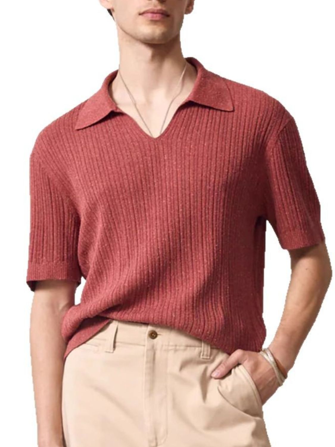 Men's Plus Size Johnny Collar Half Sleeve Knit Polo