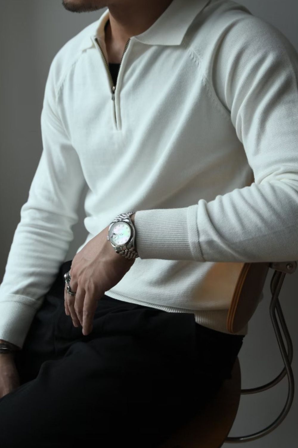 Men's Plus Size Quarter Zip Raglan Sleeve Polo