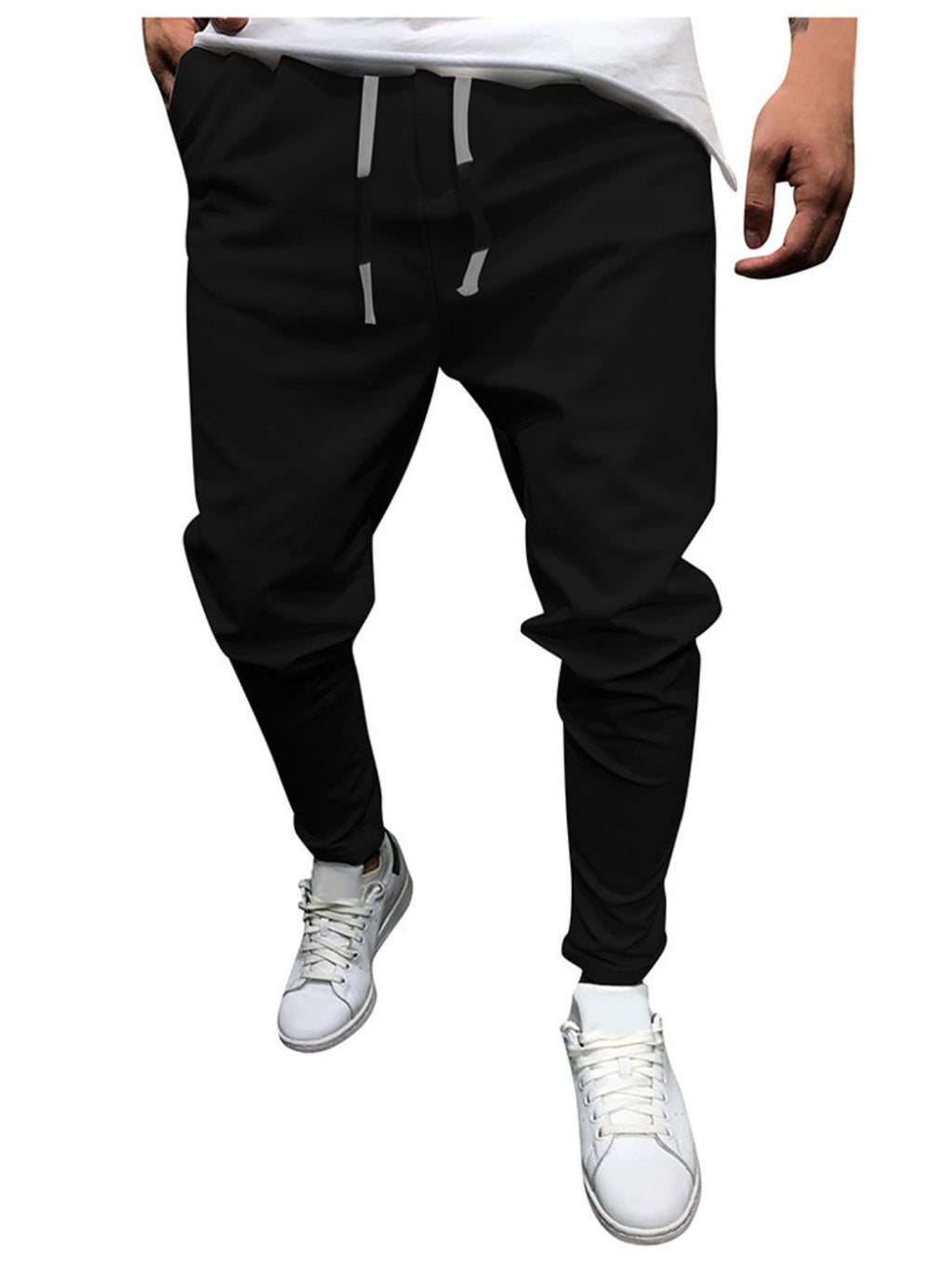 Men's Plus Size Drawstring Cropped Slim Pants