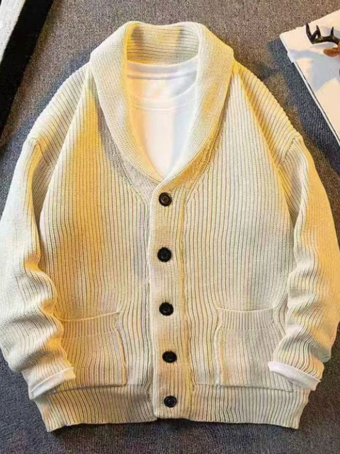 Men's Plus Size Button Down Long Sleeve Cardigan