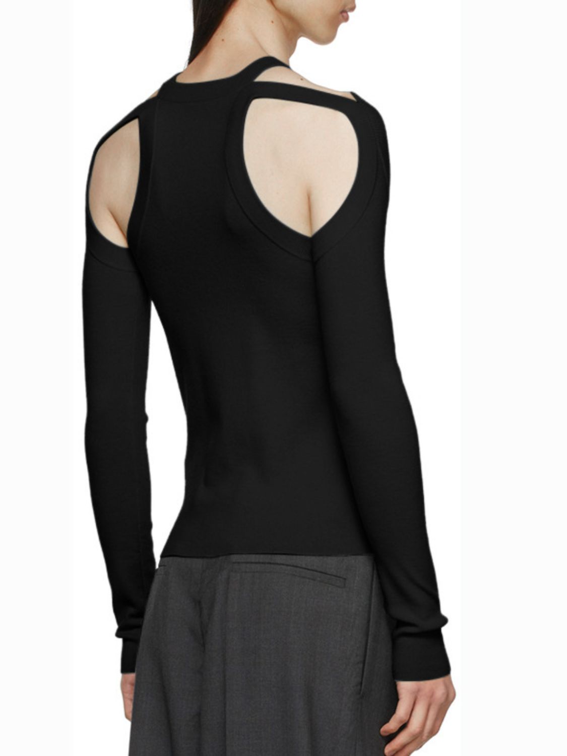 Men's Full Size Cutout Round Neck Long Sleeve Top Plus Size