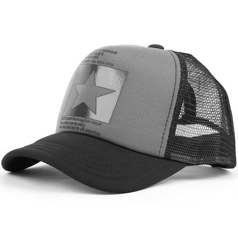 Five-pointed Star Print Mesh Cap Men's European and American Hip-hop Truck Hat Sun Visor Mesh Cap