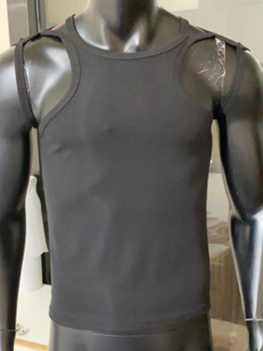 Men's Full Size Cutout Round Neck Tank Plus Size