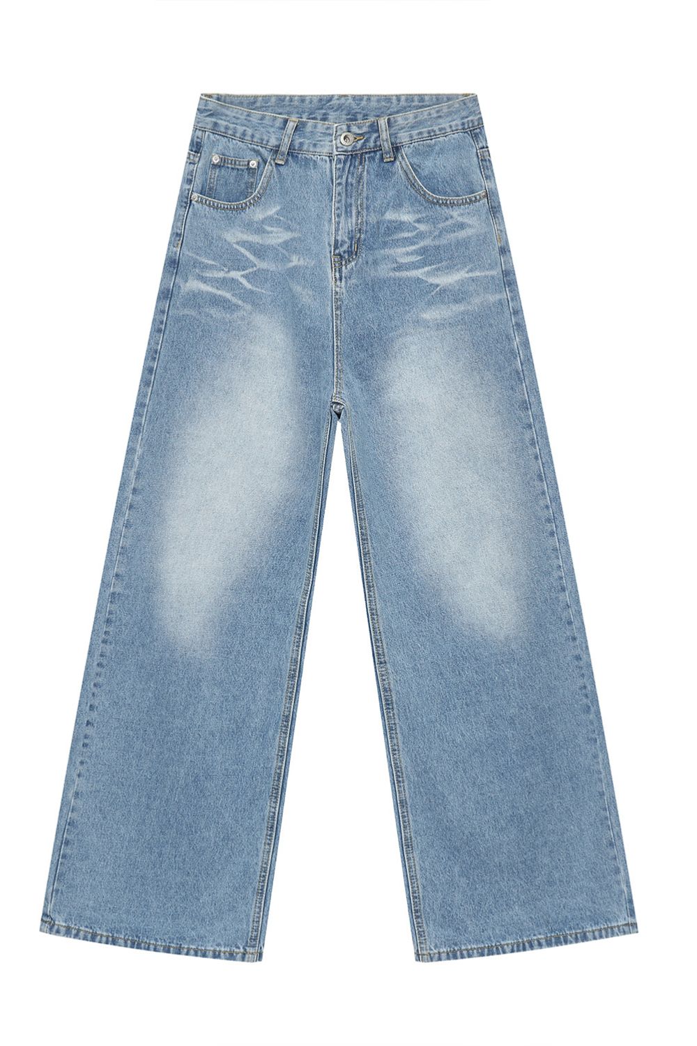 Mid Rise Wide Leg Men's Jeans with Pockets