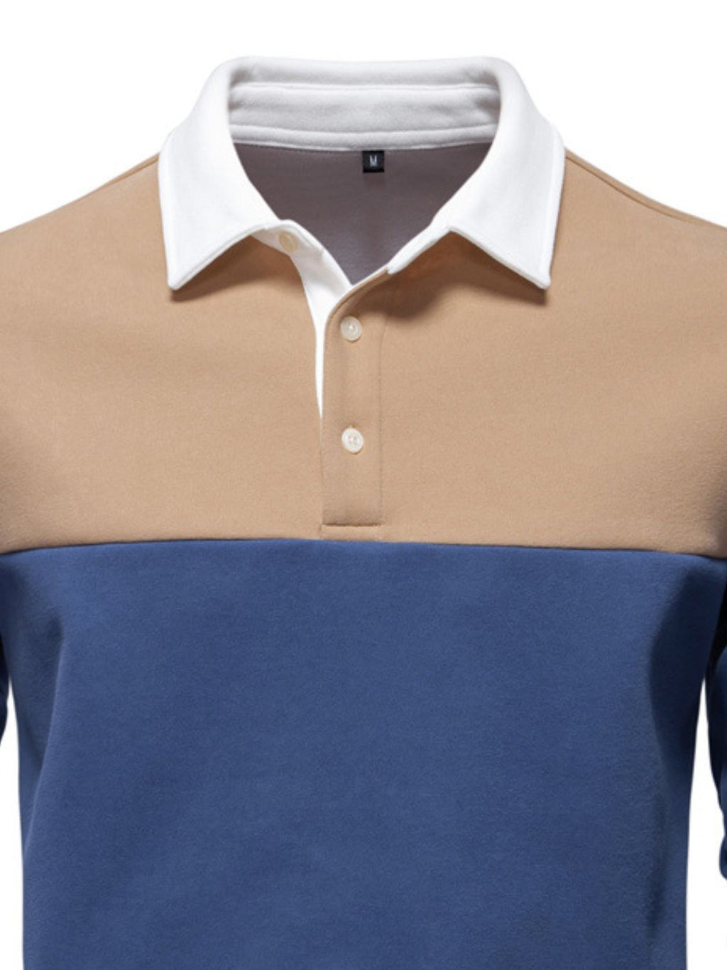 Men's Collared Neck Contrast Long Sleeve Polo