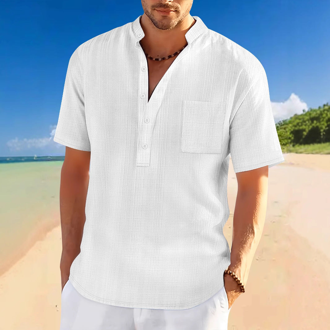Men's Full Size Half Button Short Sleeve Polo Plus Size