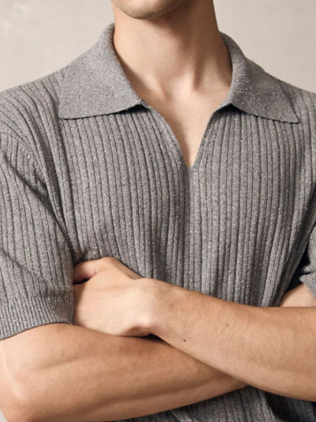 Men's Plus Size Johnny Collar Half Sleeve Knit Polo