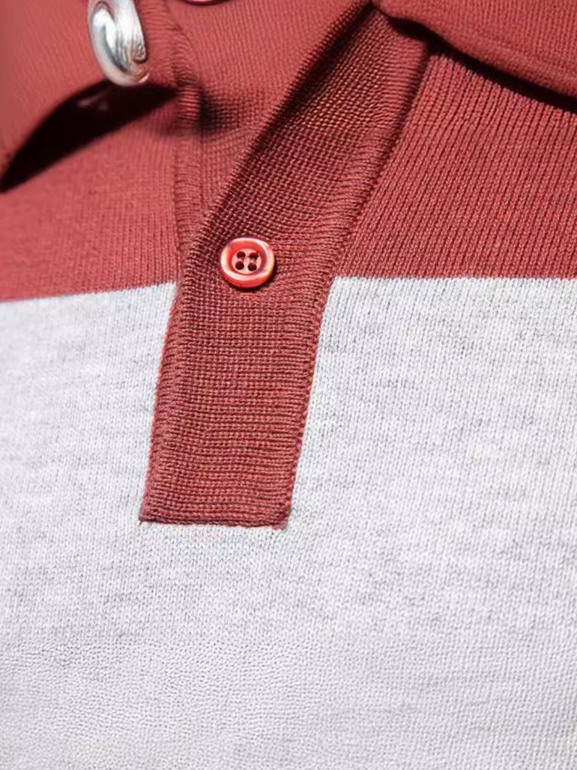 Men's Striped Long Sleeve Knit Polo