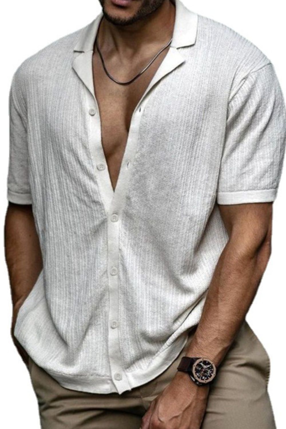 Men's Plus Size Button Up Short Sleeve Shirt