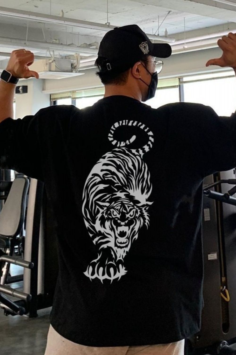 Men's Plus Size Tiger Round Neck Short Sleeve T-Shirt