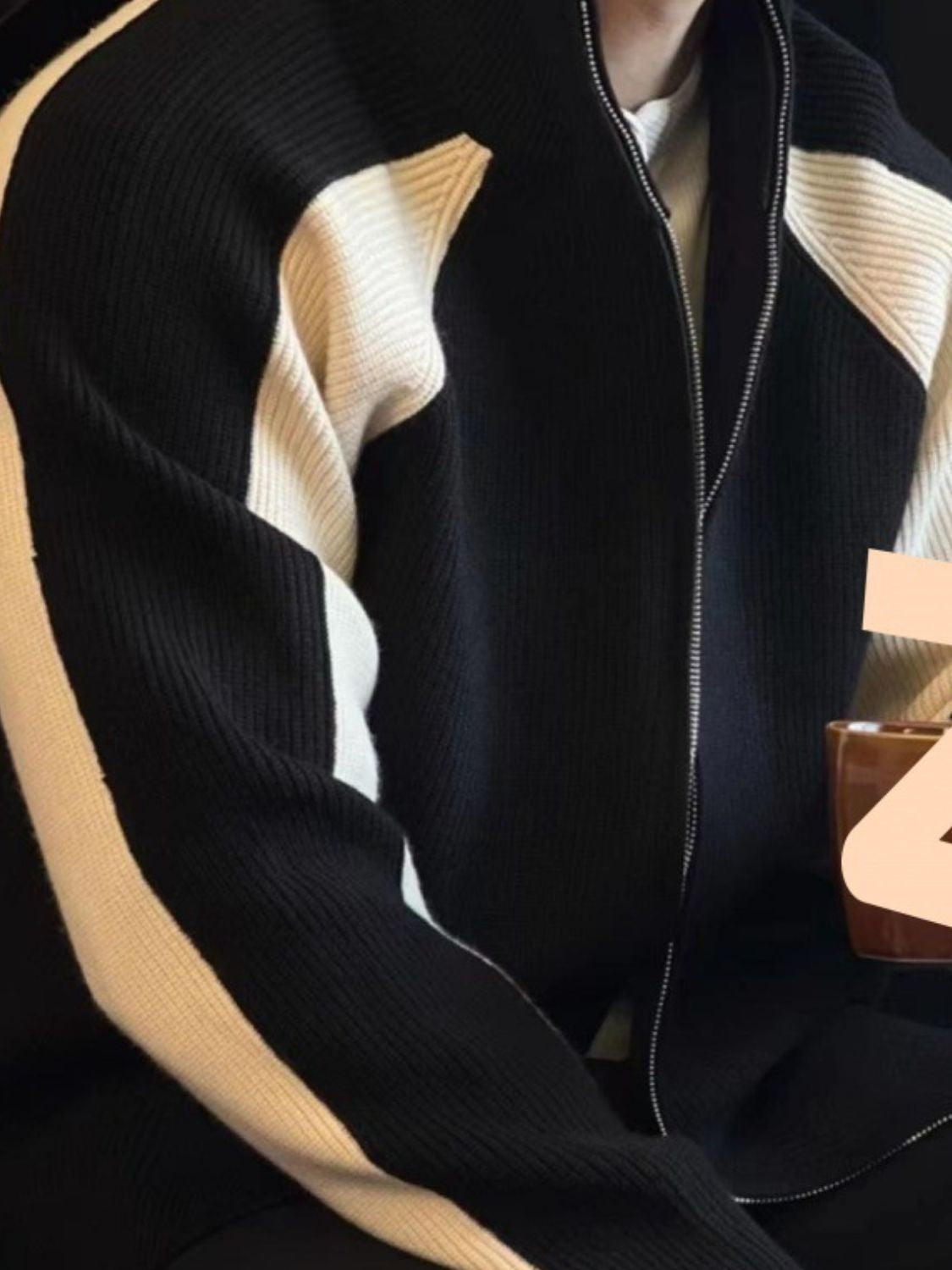 Men's Plus Size Zip Up Long Sleeve Cardigan