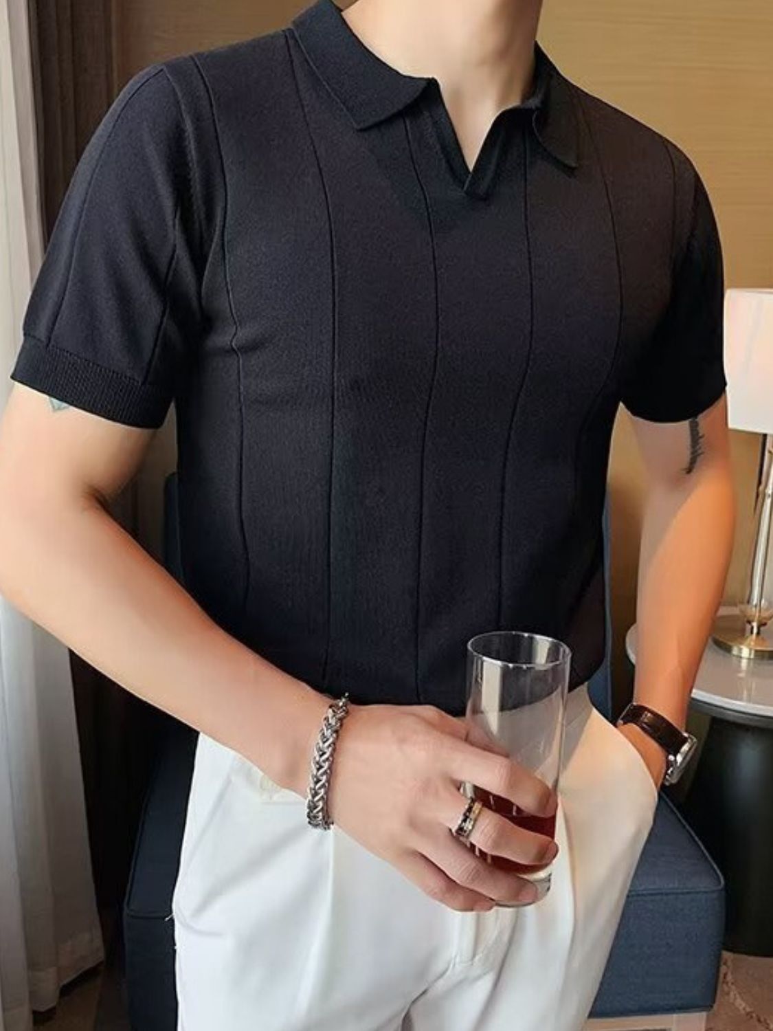 Men's Plus Size Collared Neck Short Sleeve Polo