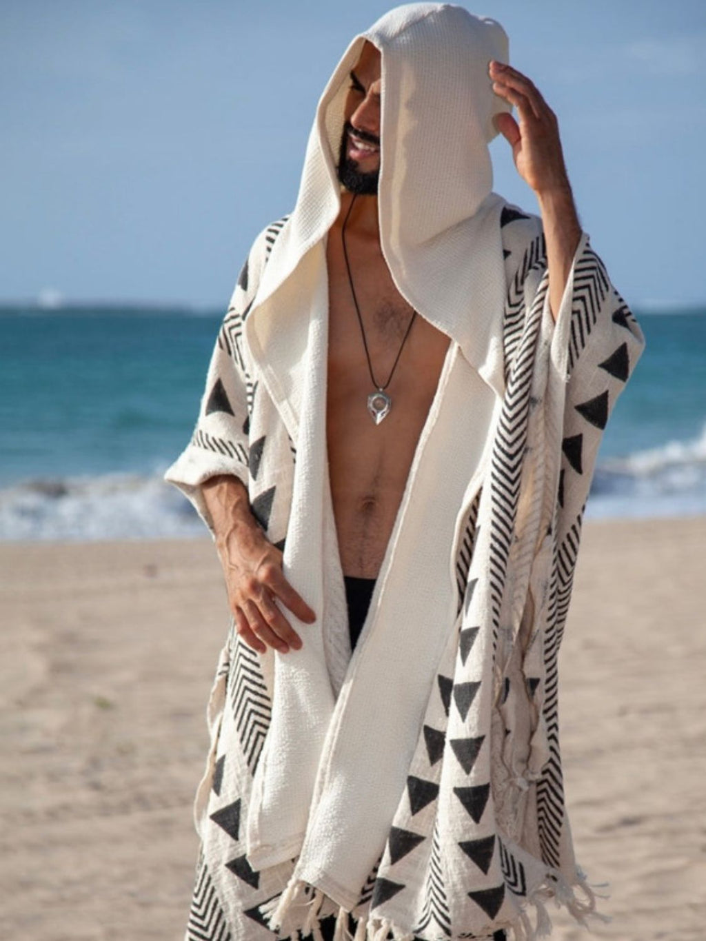 Men's Open Front Printed Cover-Up