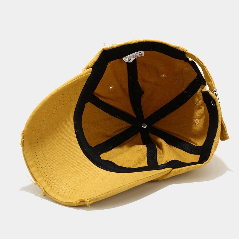 Frayed Washed Baseball Cap Casual Retro Sunshade Cap