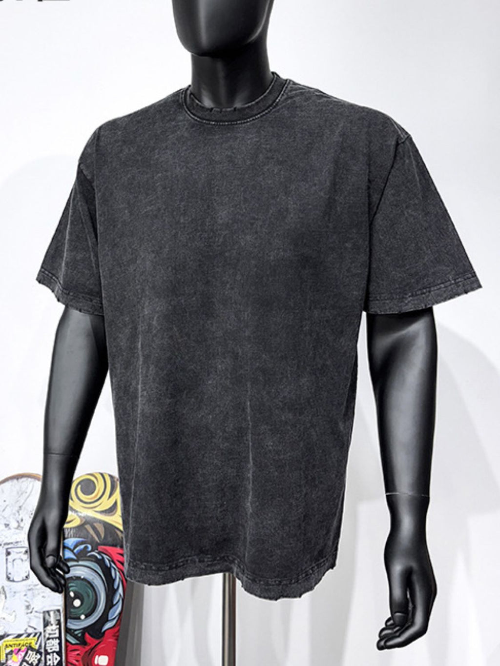 Men's Full Size Round Neck Washed T-Shirt Plus Size