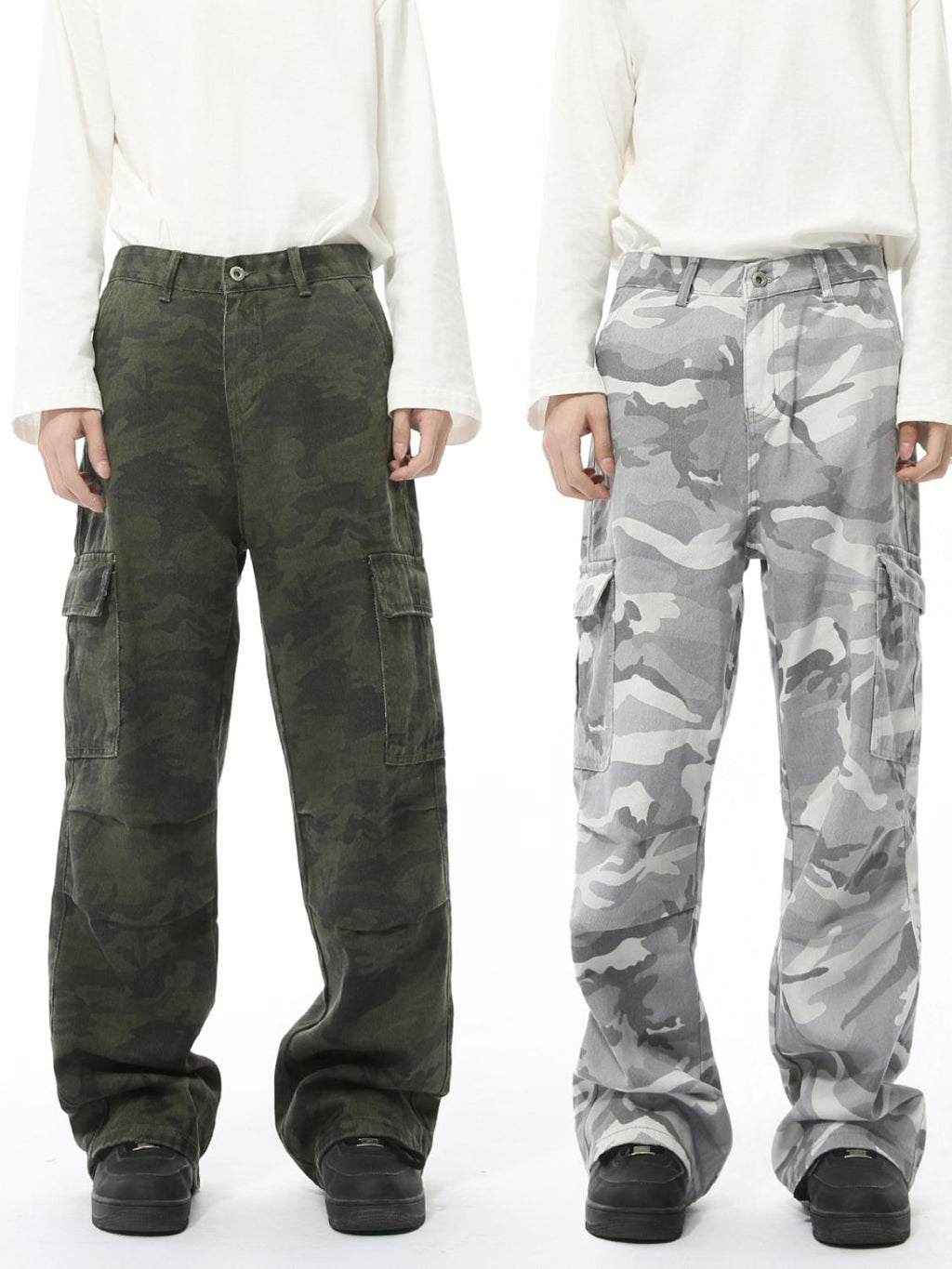 Camouflage Cargo Jeans with Pockets