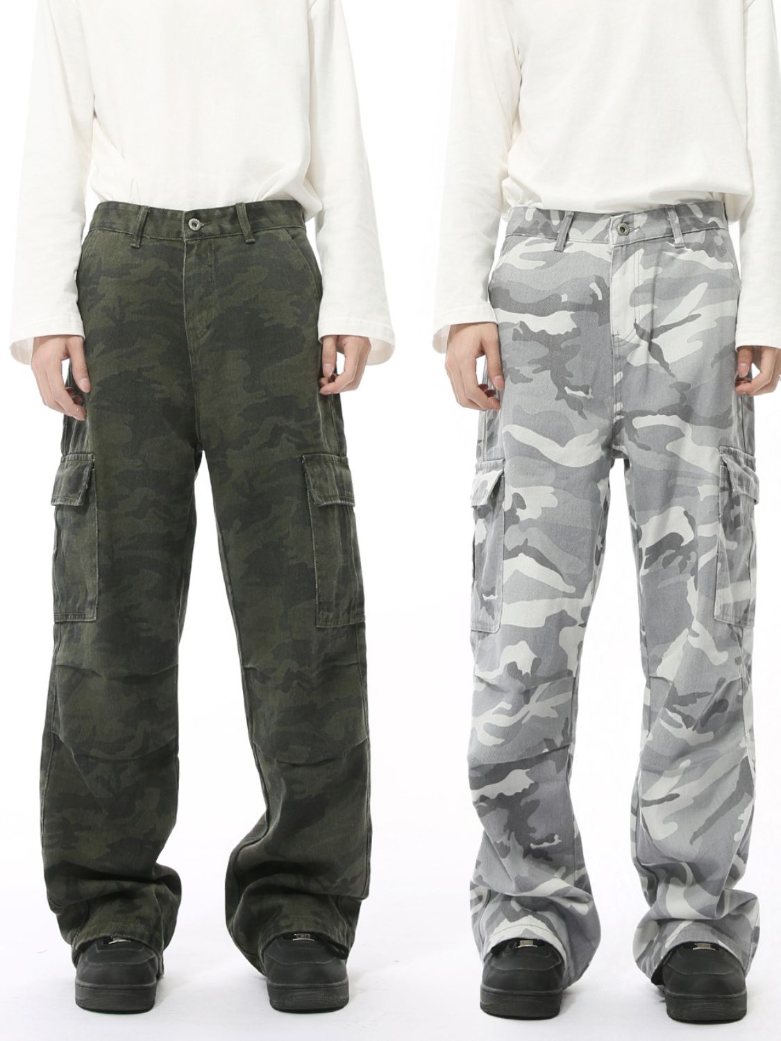 Camouflage Cargo Jeans with Pockets