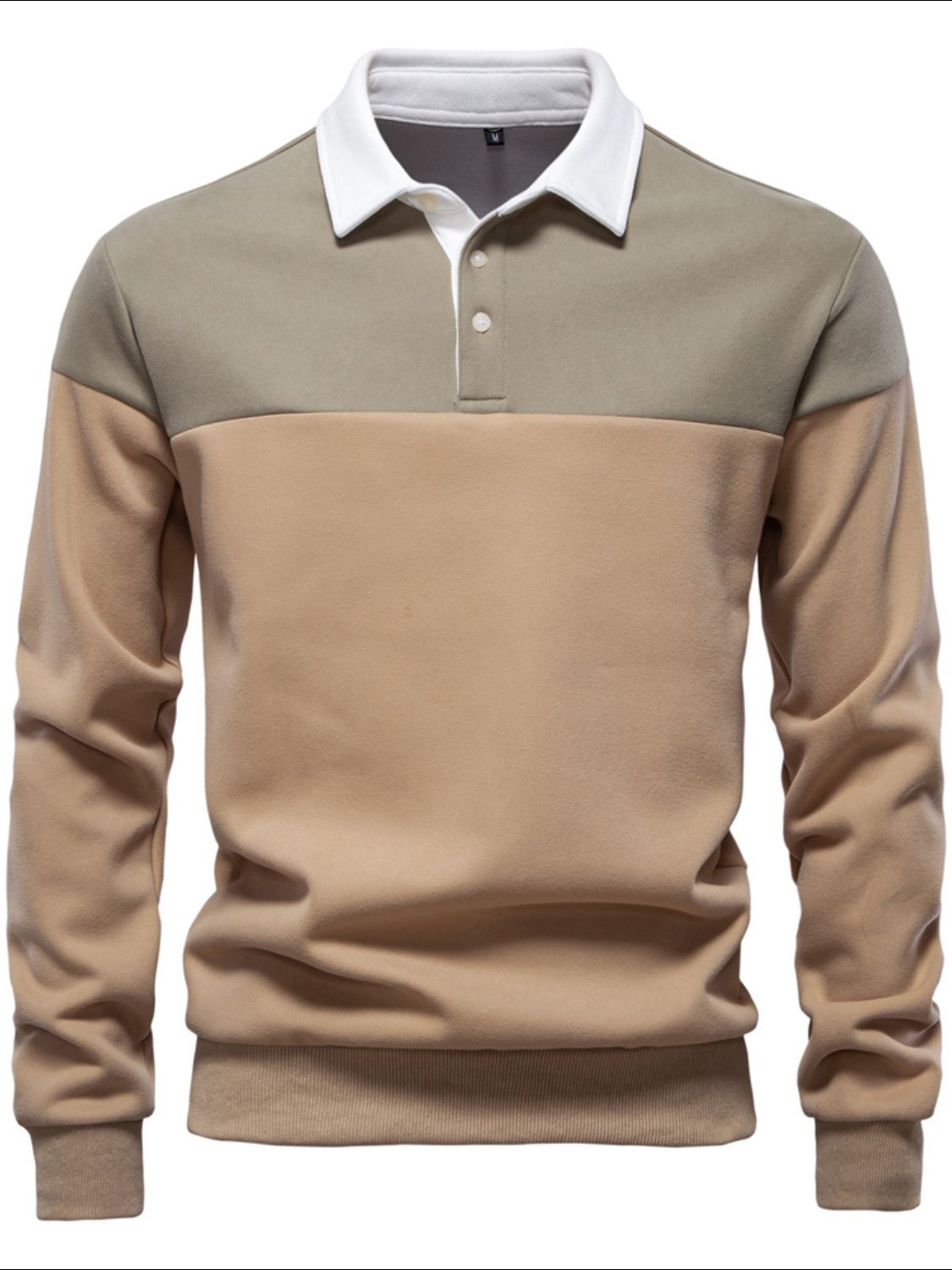 Men's Collared Neck Contrast Long Sleeve Polo