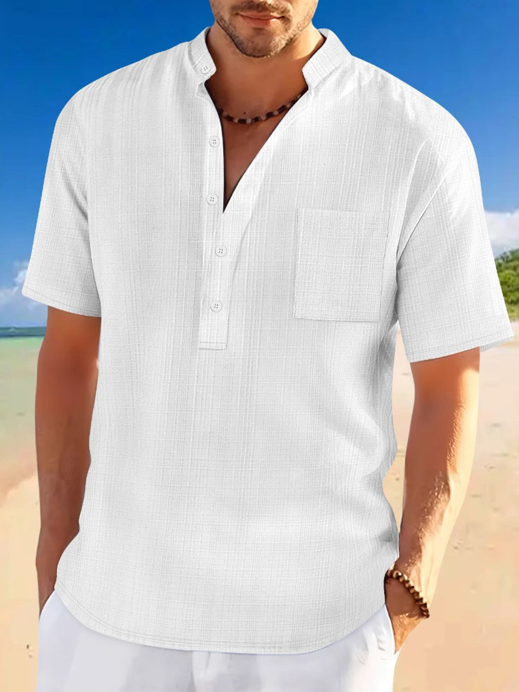 Men's Full Size Half Button Short Sleeve Polo Plus Size