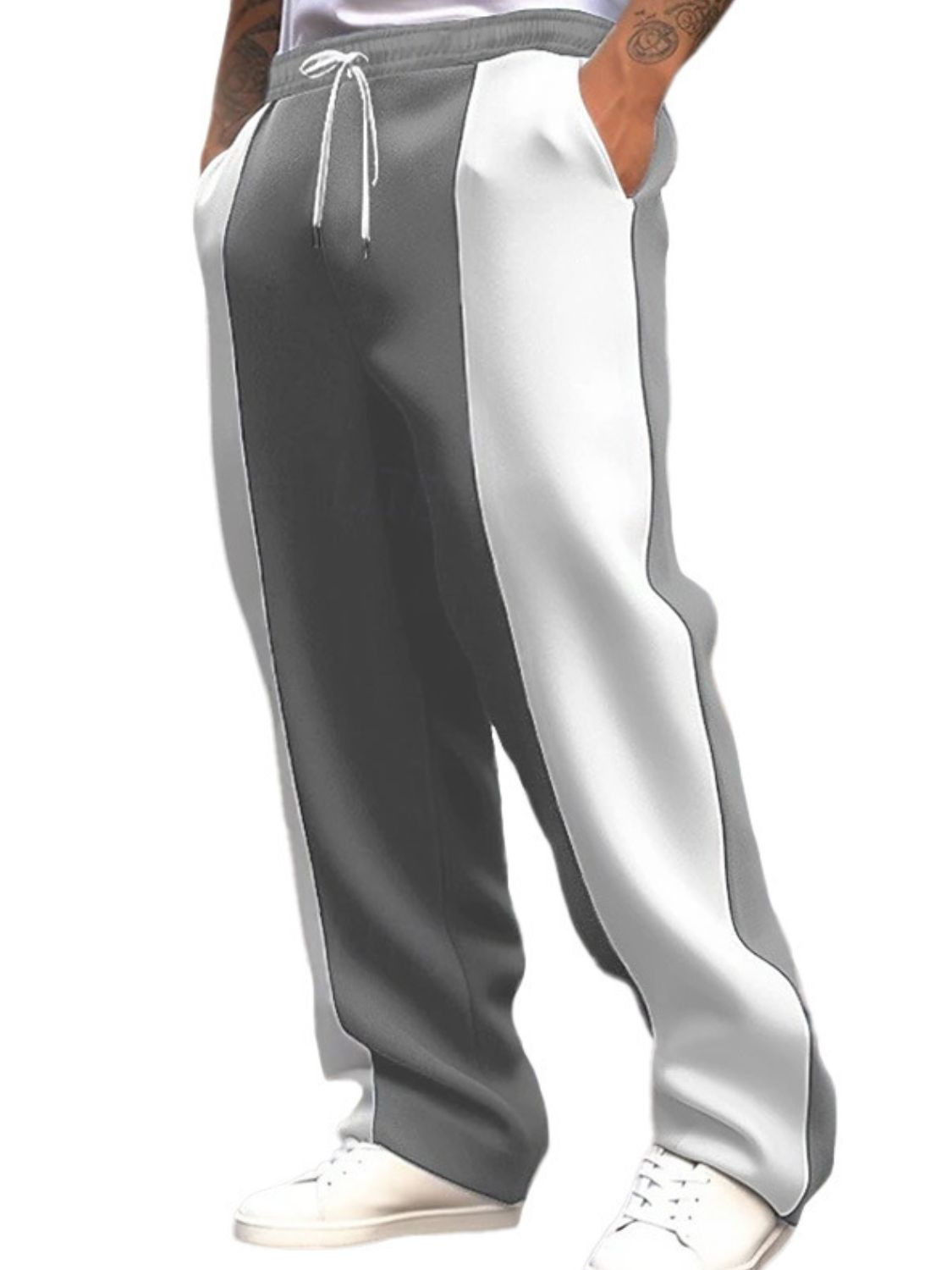 Men's Full Size Drawstring Contrast Pants Plus Size