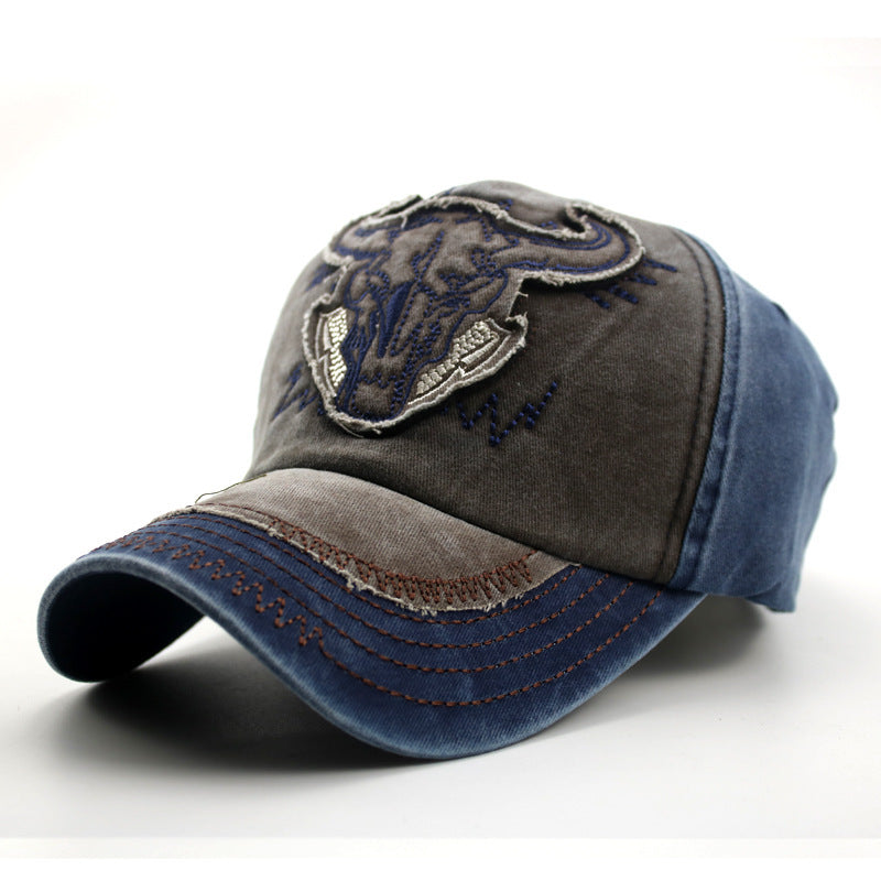 Washed Bull Head Baseball Cap