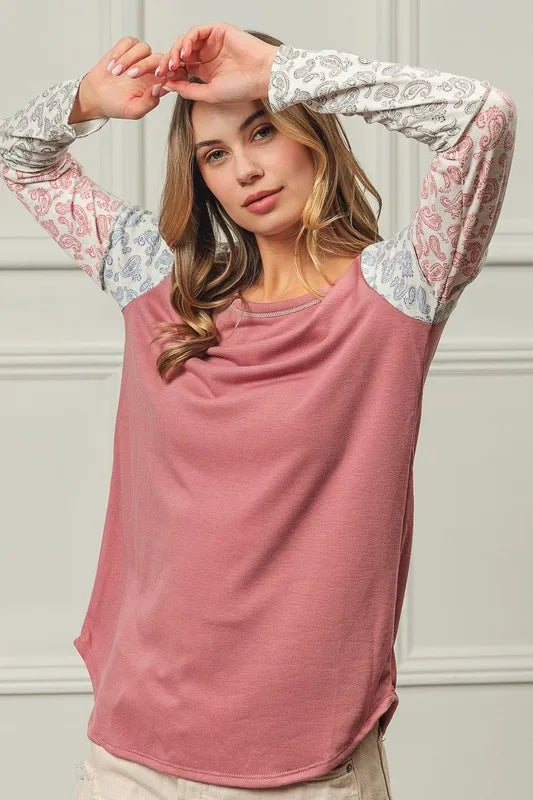 BiBi French Terry with Paisley Triblend Color Block