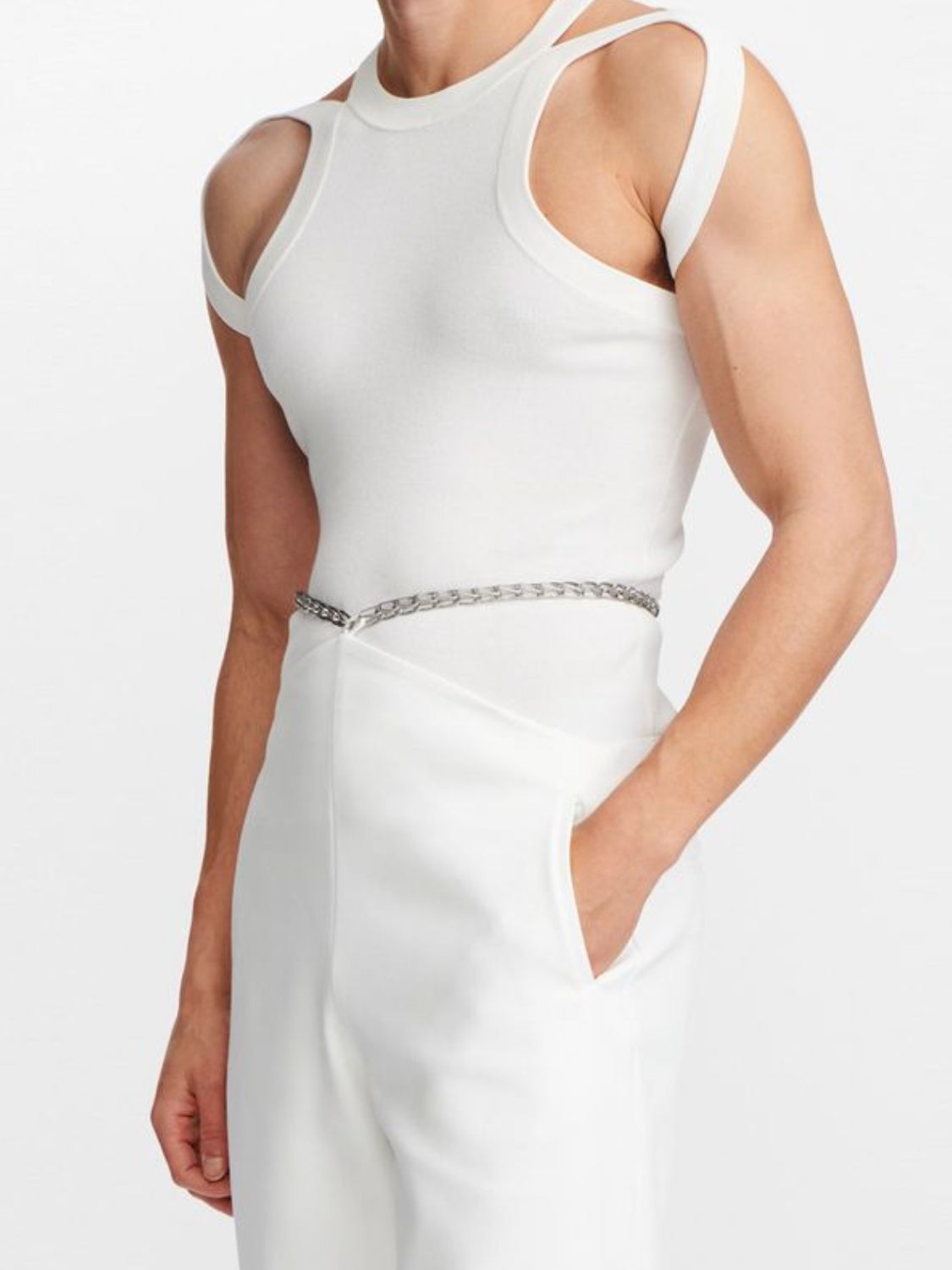 Men's Full Size Cutout Round Neck Tank Plus Size