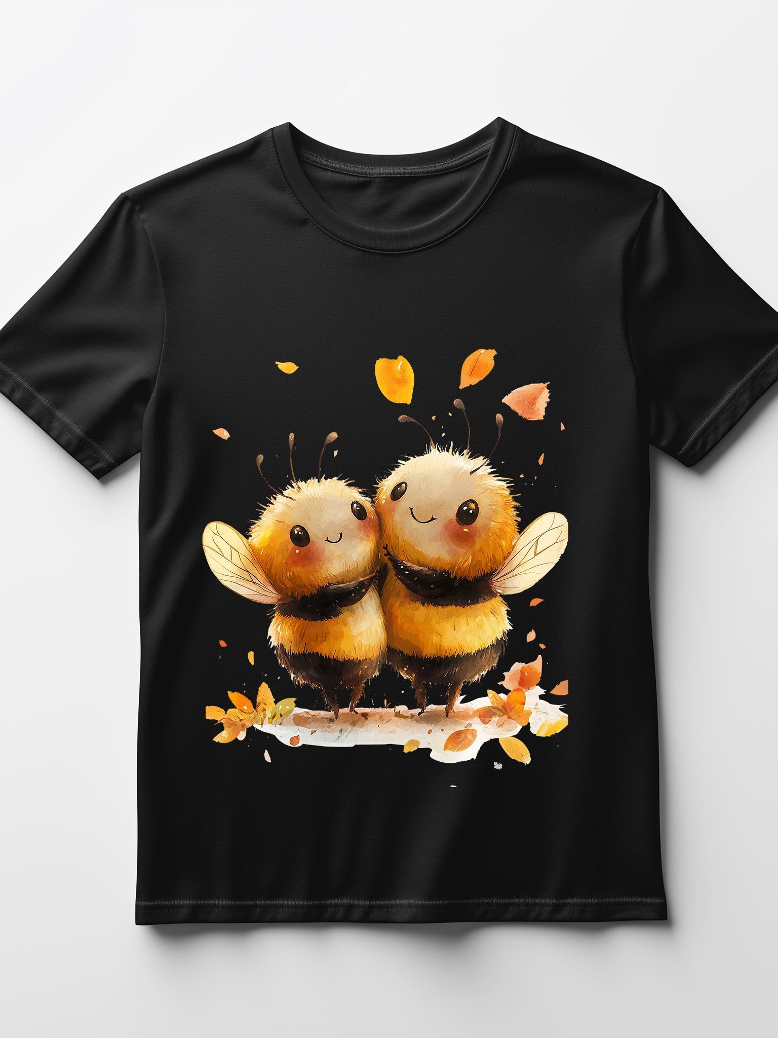 Women's Graphic T-Shirt with Cute Bee Print â€?Stylish and Comfy