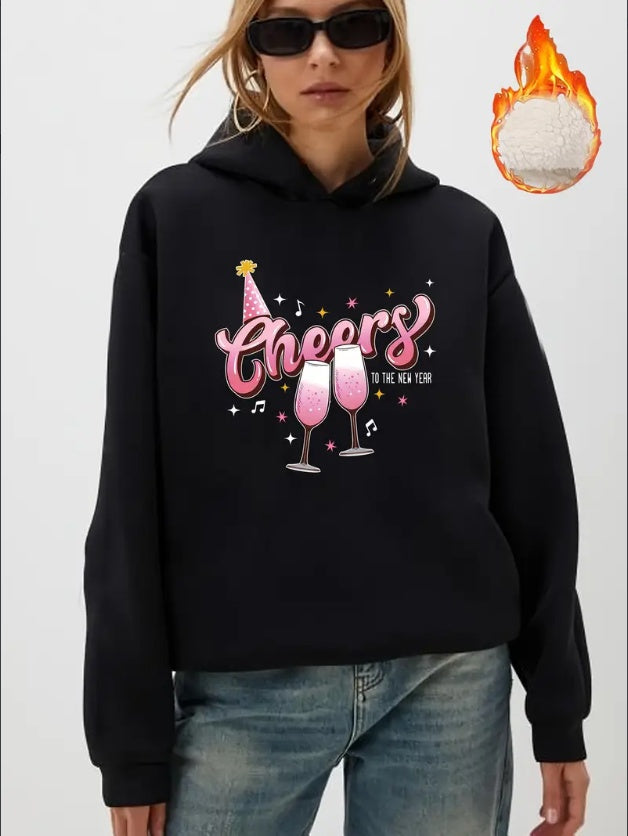 Women'S  Hoodie With Graphic Print, Casual Fall Winter Knit Fabric Pullover, With Hood, With Animal, Floral, And Festive Alphabet Patterns, For Halloween And Christmas Celebrations