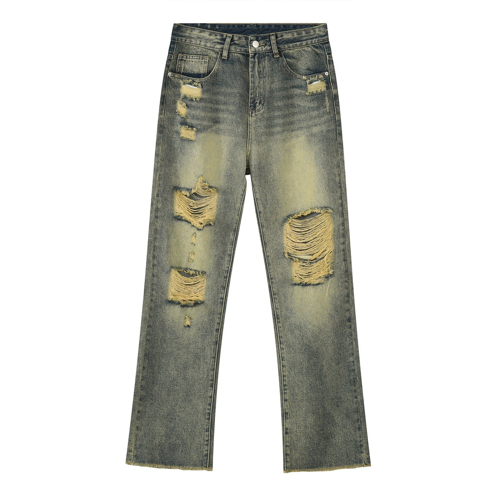 Distressed Mid Rise Jeans with Pockets