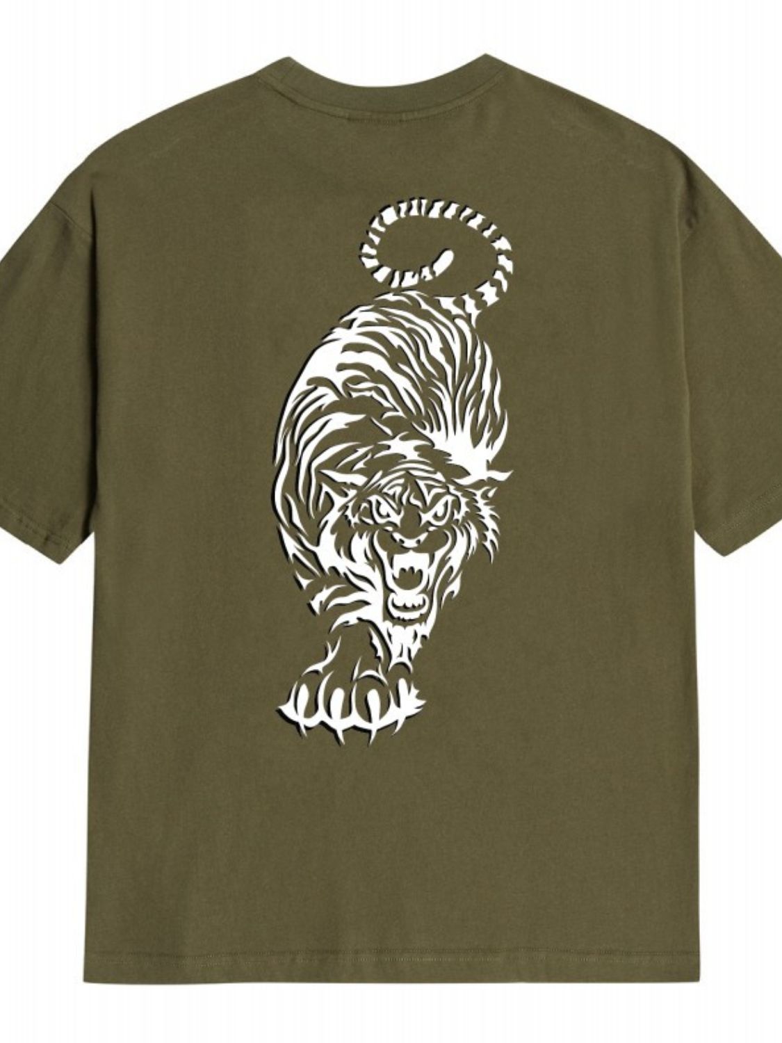 Men's Plus Size Tiger Round Neck Short Sleeve T-Shirt