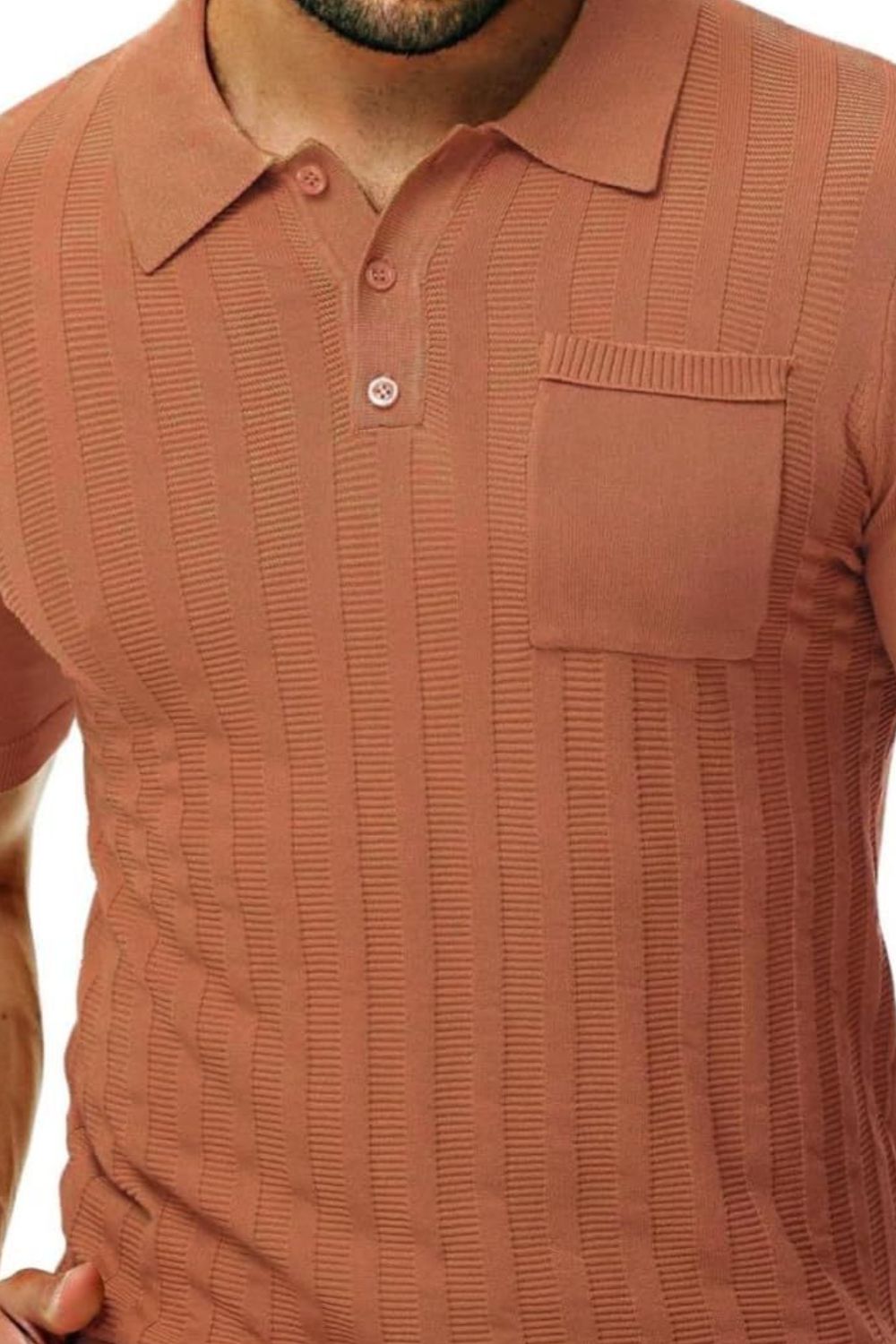 Men's Full Size Textured Short Sleeve Polo Plus Size