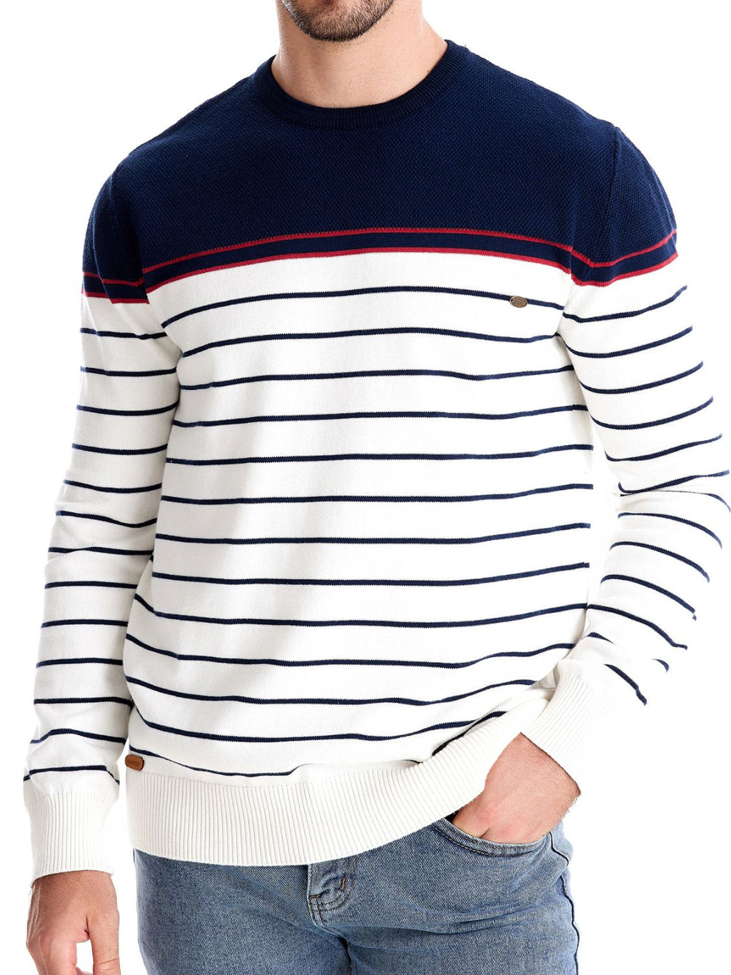 Men's Striped Round Neck Long Sleeve Sweater