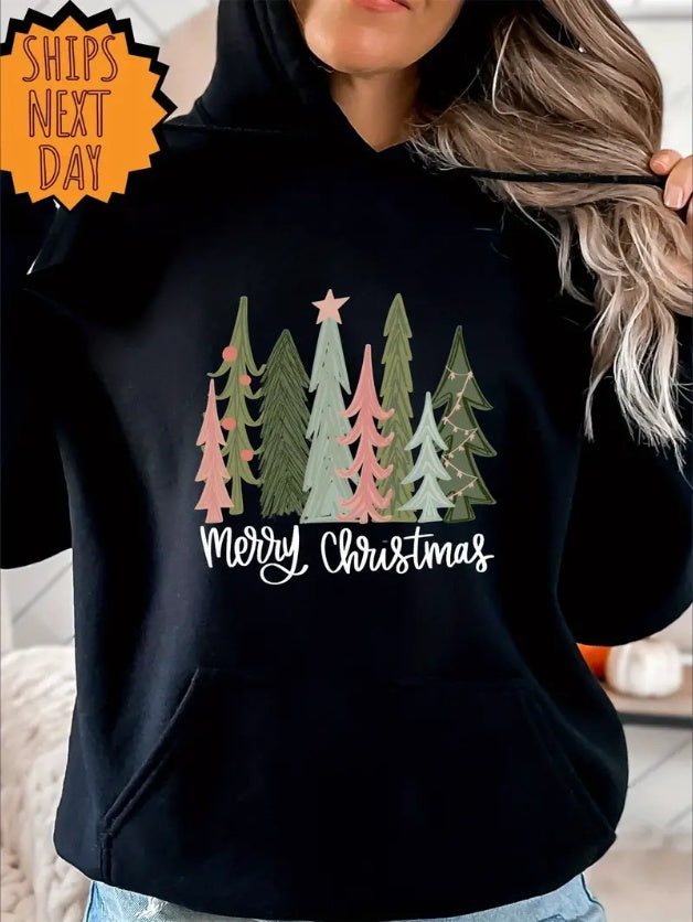 Hoodie, Casual Long Sleeve Kangaroo Pocket Drawstring Hoodie Sweatshirt, Women's Clothing