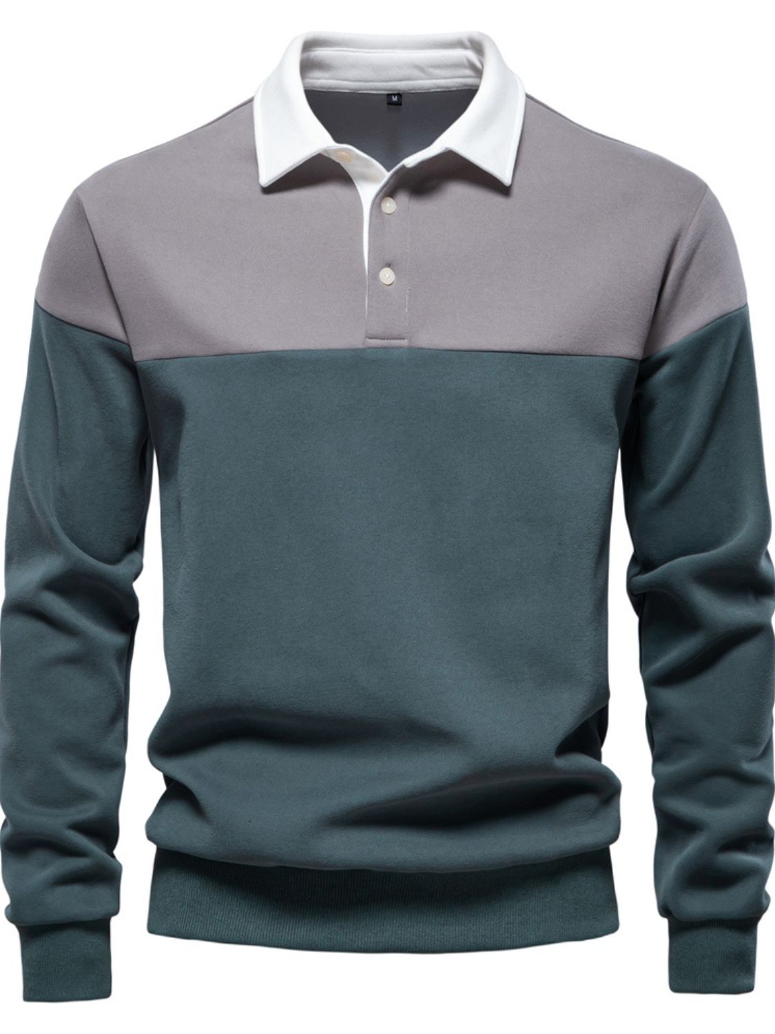 Men's Collared Neck Contrast Long Sleeve Polo