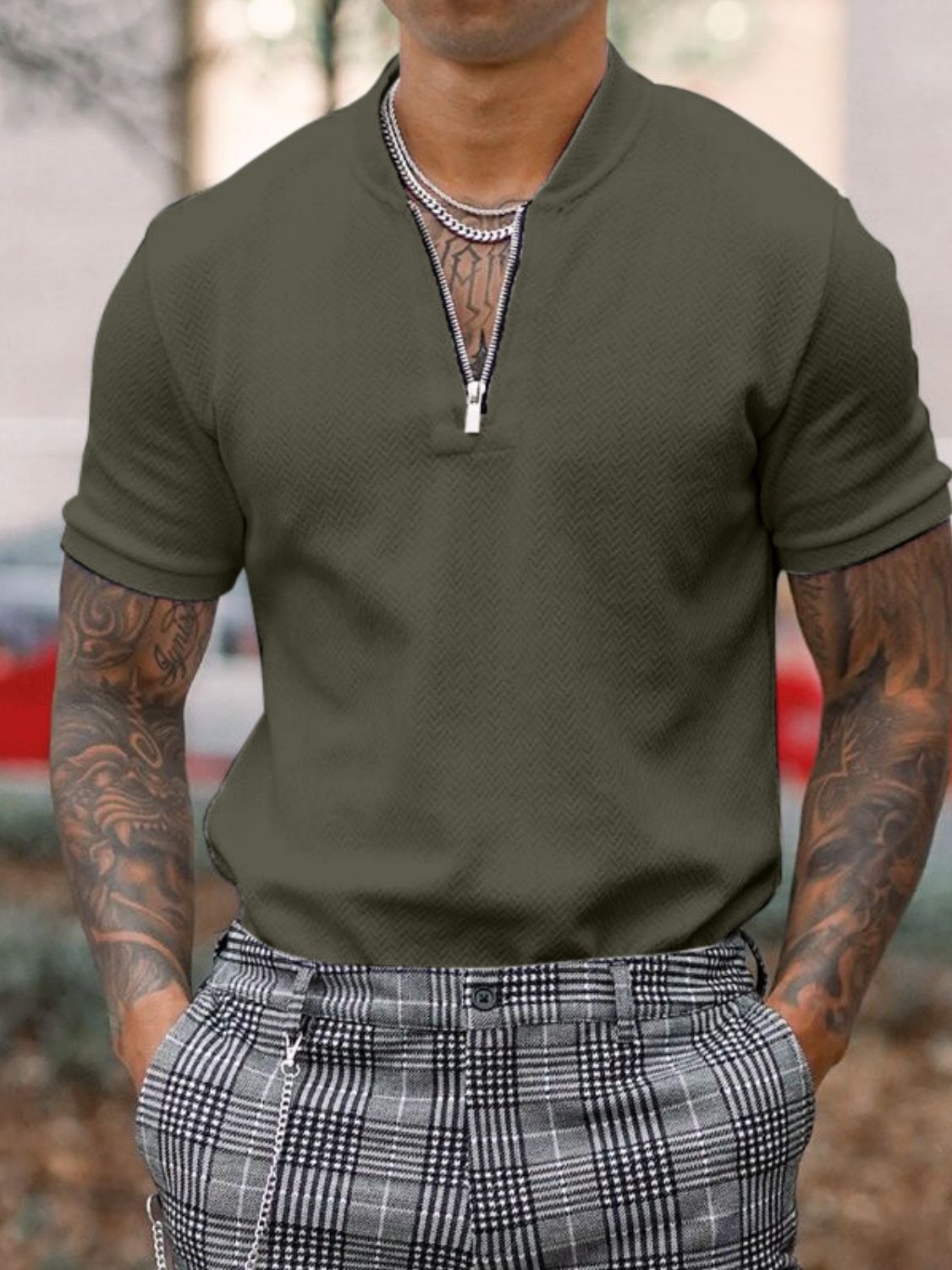 Men's Full Size Baseball Collar Solid Polo Plus Size