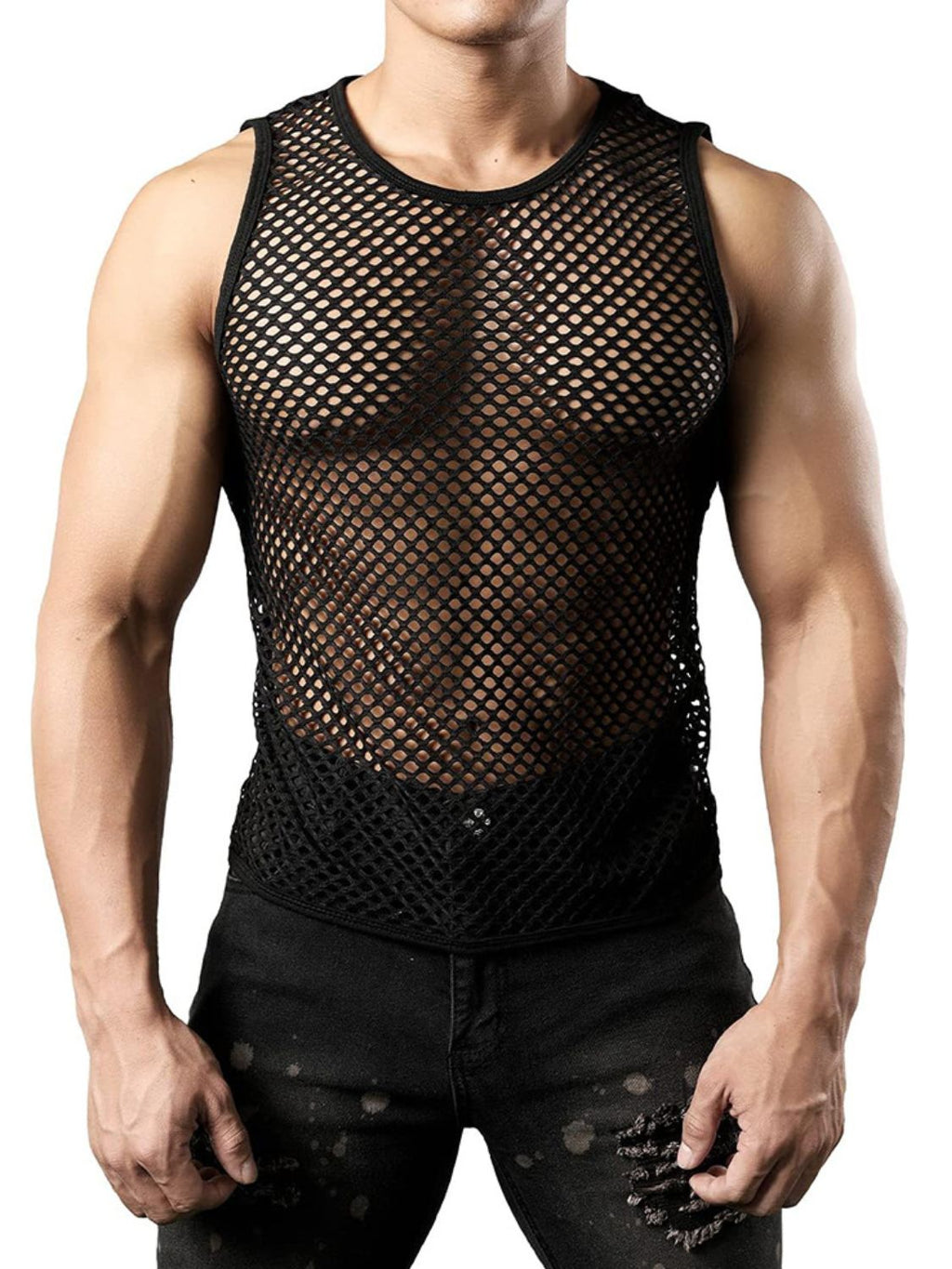 Men's Openwork Round Neck Tank