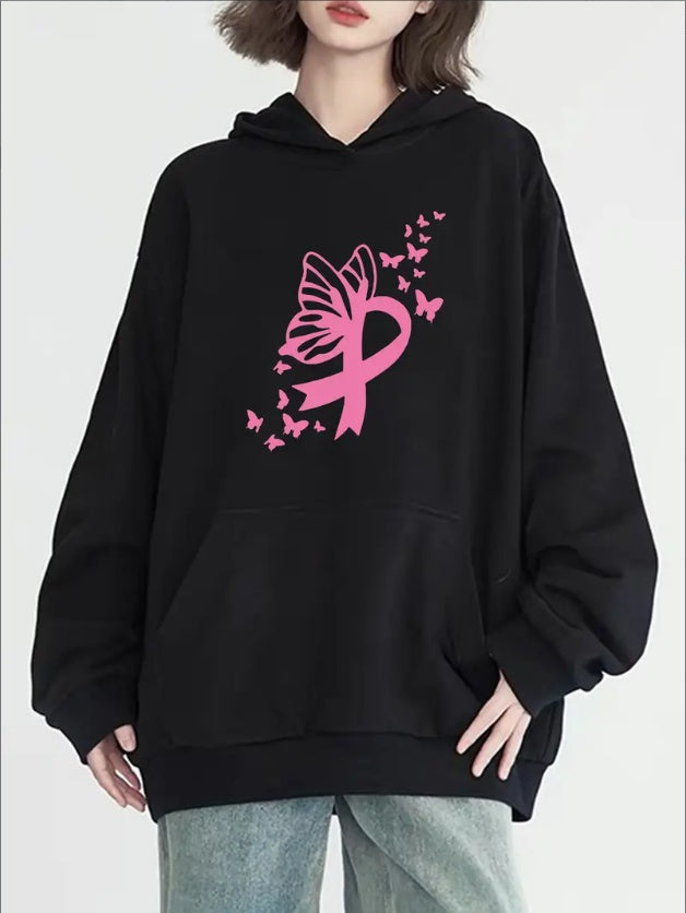 Women's Fashion Casual Ribbon Long Sleeve Printed Hoodie