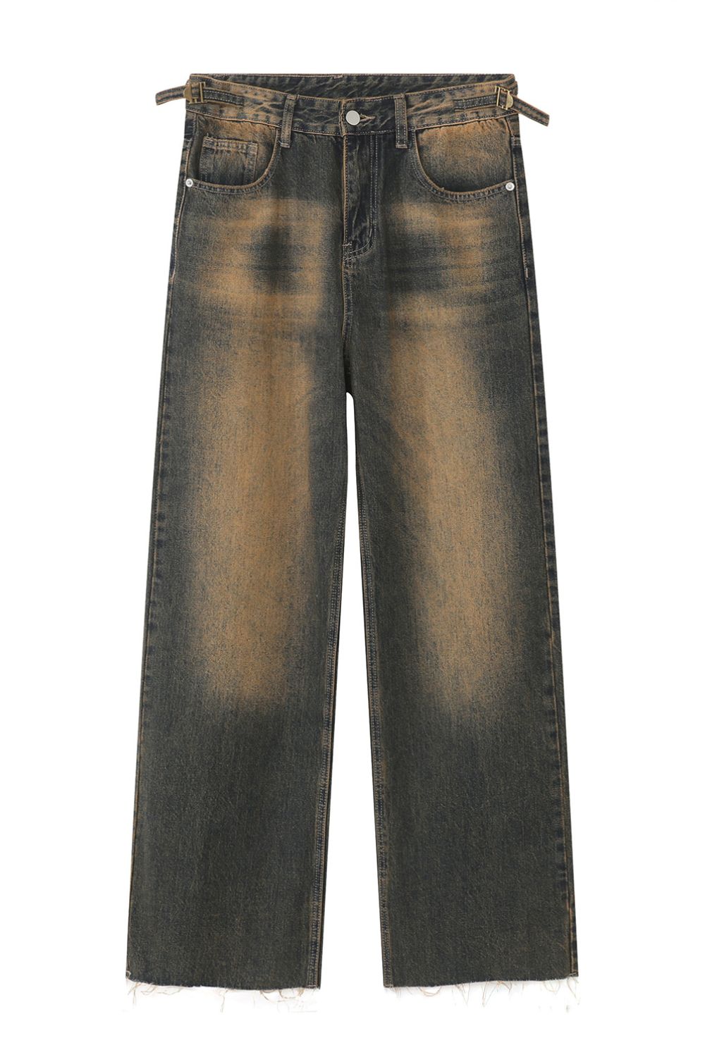 Raw Hem Straight Leg Jeans