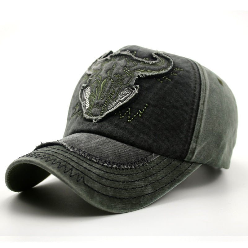 Washed Bull Head Baseball Cap