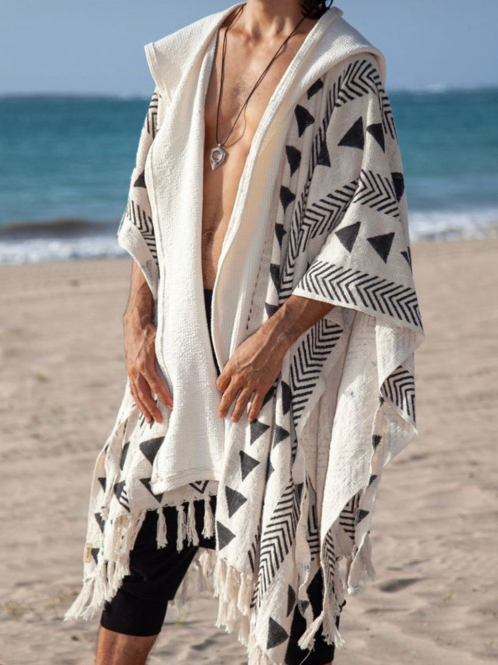 Men's Open Front Printed Cover-Up