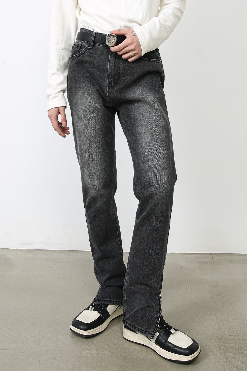 Men's Decor Zip Jeans with Pockets